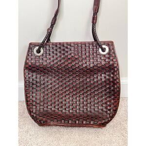 Brighton Brown Leather Basket Weave Shoulder Bag